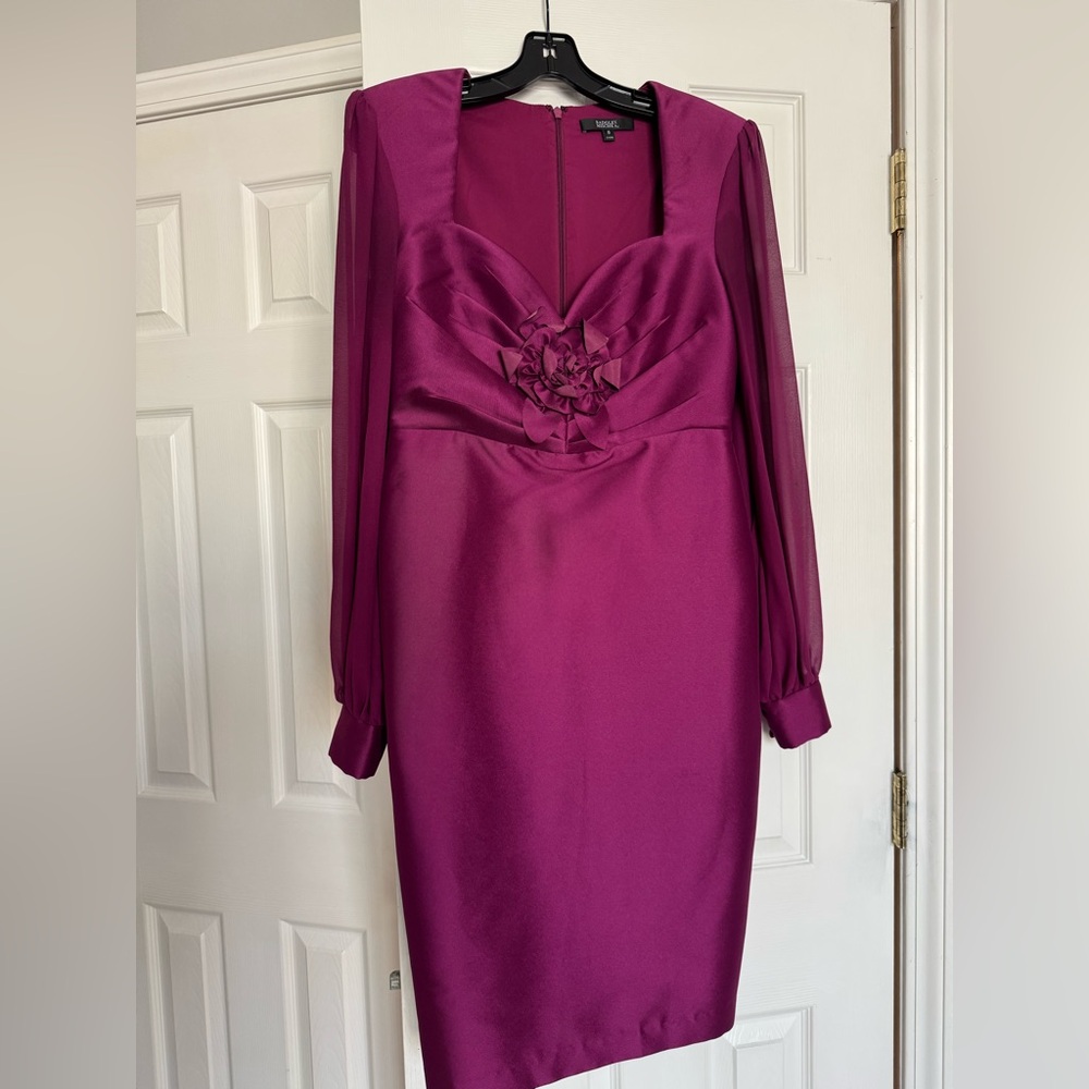 Badgley Mischka Magenta Long Sleeve Dress